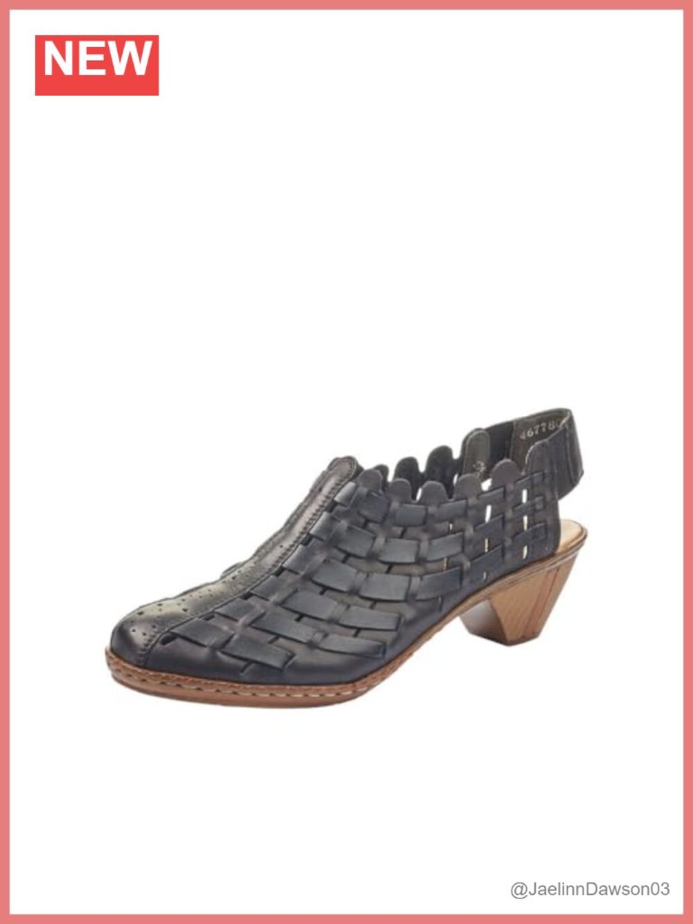 Women's Heeled Sling-Back Sandals, Leather Upper, Hand-Woven Design,